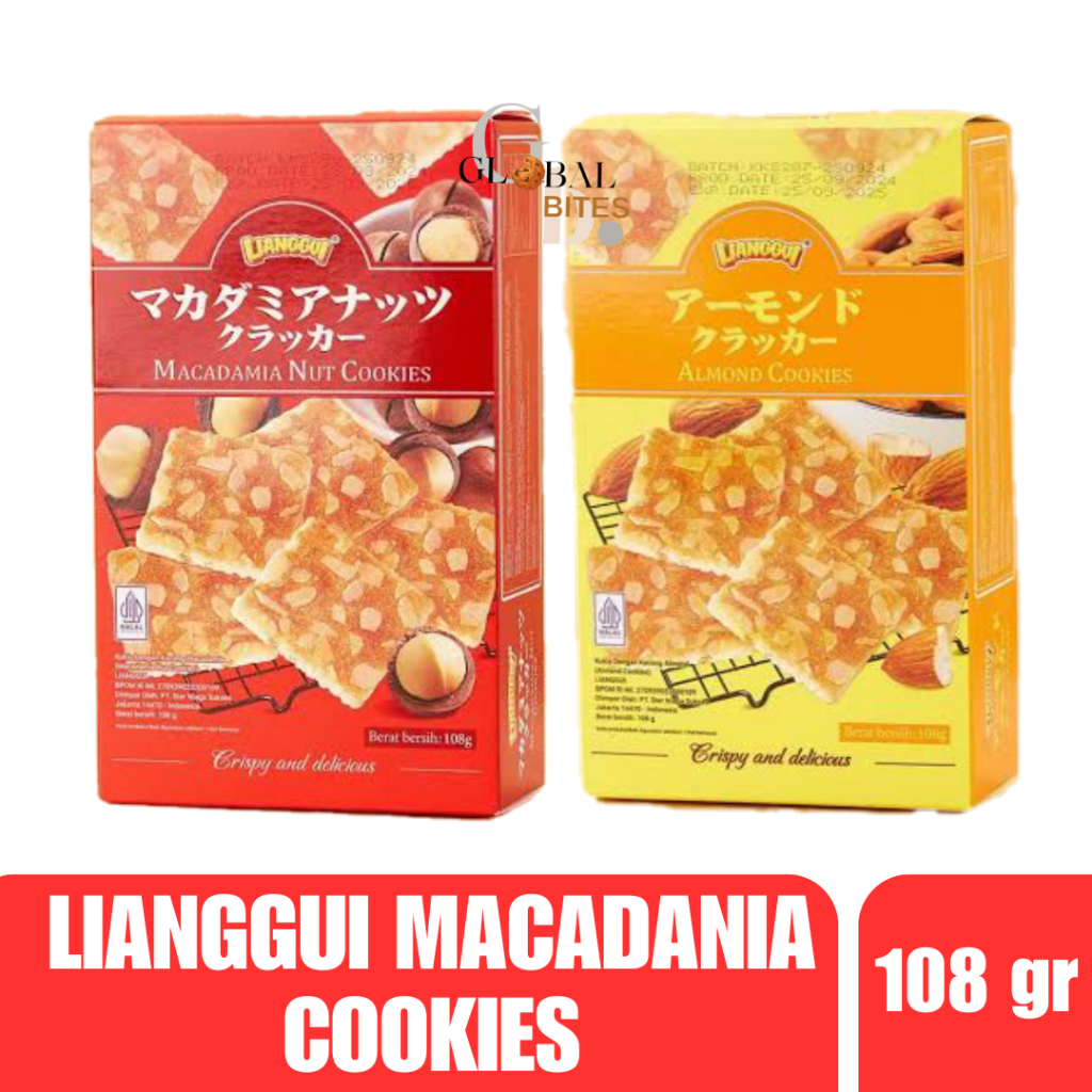 

Lianggui Cookies Milk Sandwich Biscuit Macadamia Almond Nut Cookies 108 gr