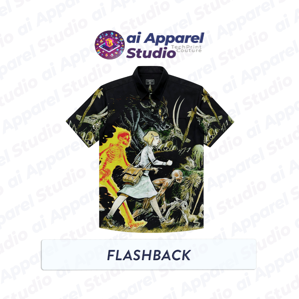 Kemeja Dewasa Lengan Pendek Premium - Ai Apparel Studio x NRDN - Flashback