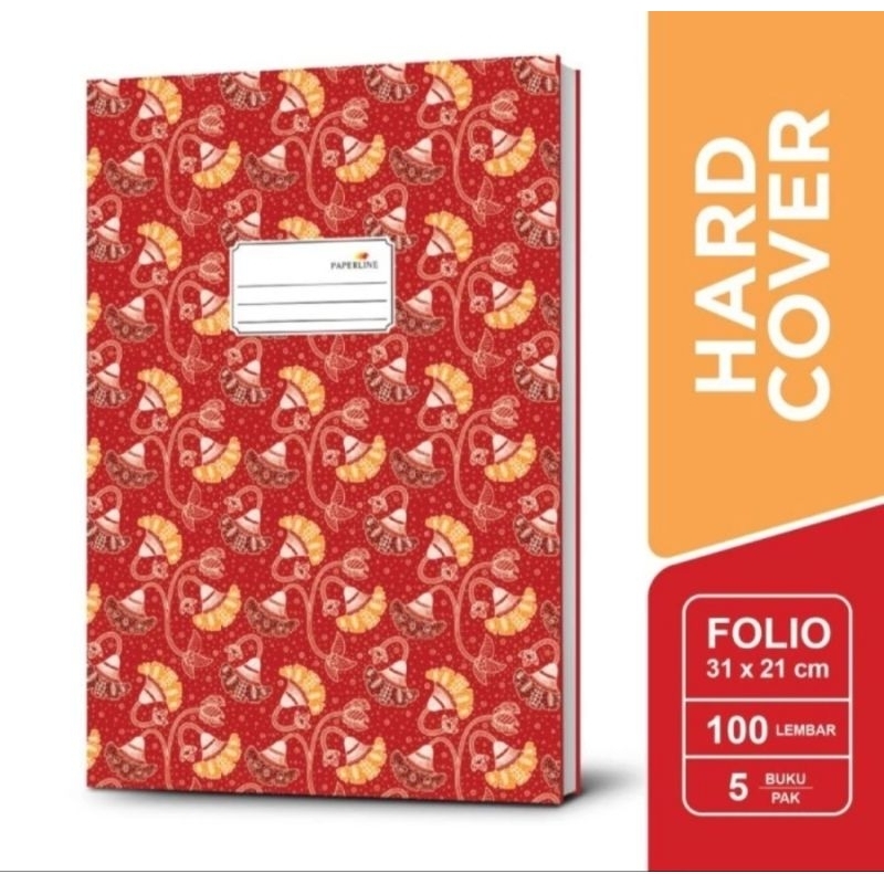 

Paperline Buku Tulis Hard Cover Folio 100 lembar ukuran 31 x 21 cm - Pack isi 5 buku.
