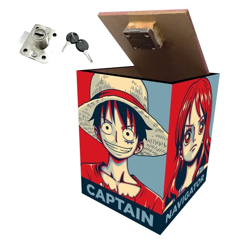 celengan kayu kotak kunci gembok celengan anime anak ukuran jumbo celengan lucu Karakter anak piliha