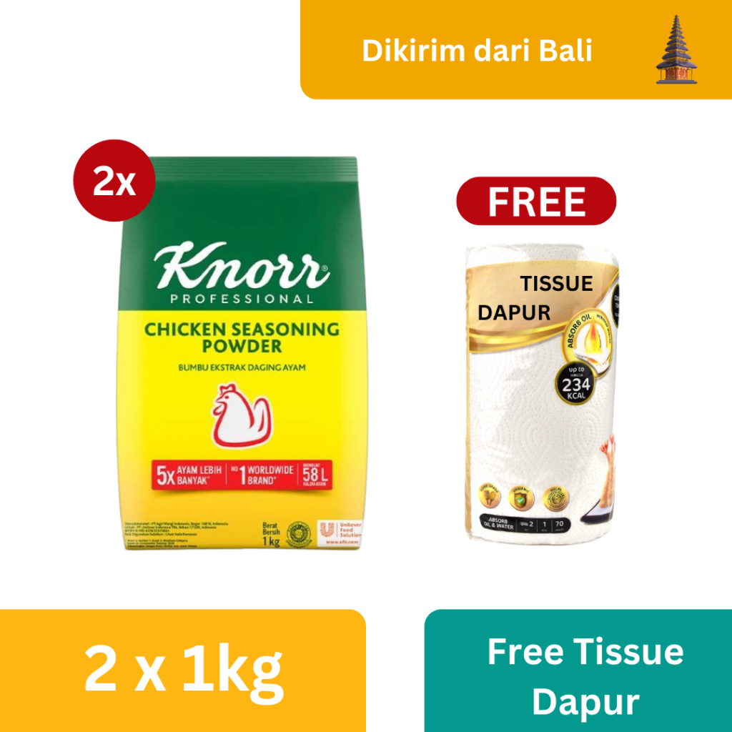 

Knorr Chicken Seasoning Powder 1Kg (X2) + Free Gift - Tissue Dapur [Kirim dari Bali]