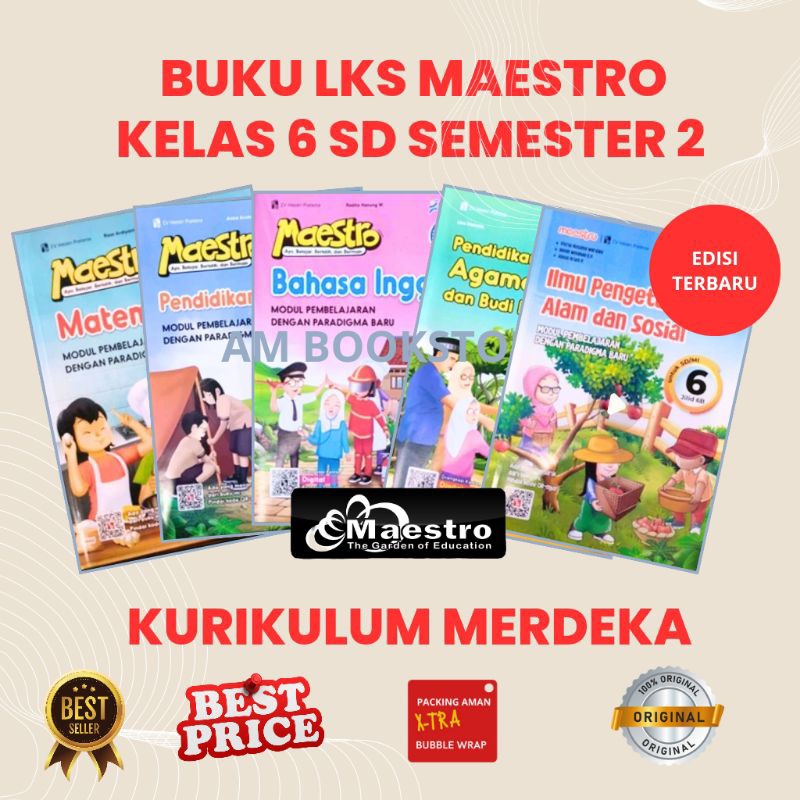 BUKU LATIHAN SOAL ( LKS ) MAESTRO UNTUK KELAS 6 SD/MI SEMESTER 2 KURIKULUM MERDEKA DARI PENERBIT HAS