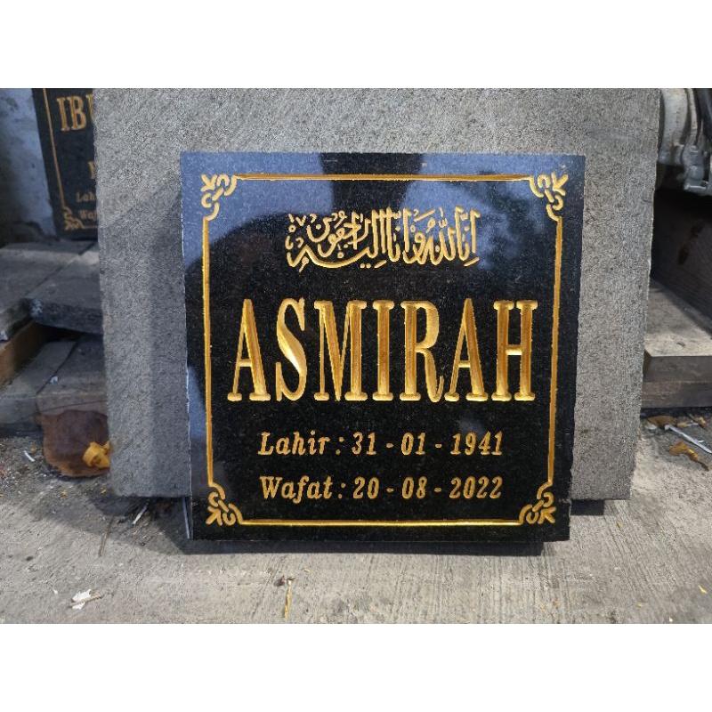 Papan nama batu nisan marmer hitam import