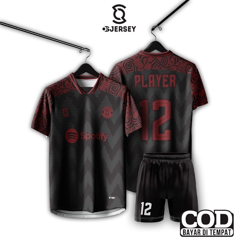 Jersey futsal / Jersey bola / Jersey printing / Jersey hitam maroon / Jersey custom / custom nama / 