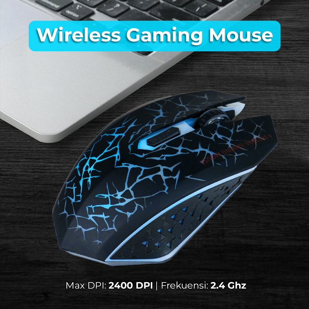 Wireless Gaming Mouse AZZOR Mouse Gaming Tanpa Kabel RGB Silent 2400 DPI
