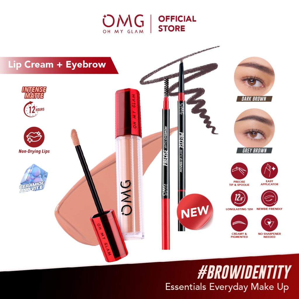 [Essentials Everyday Make Up] OMG Oh My Glam Mattelast Lip Cream & Eye Brow | Pensil Alis Tahan Lama