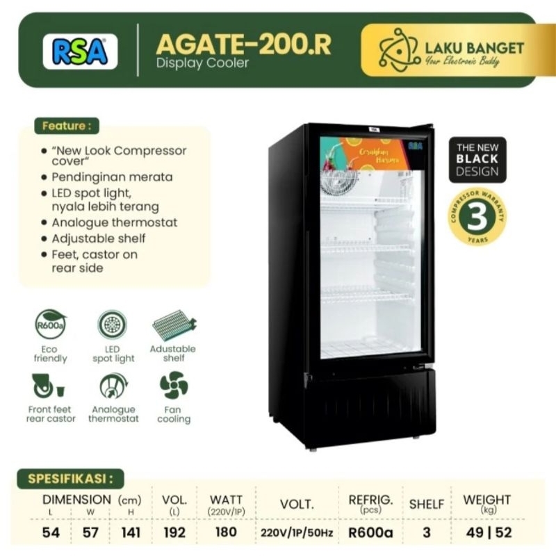 SHOWCASE RSA 3 RAK AGATE 200 192 LITER SHOWCASE RSA 3RAK