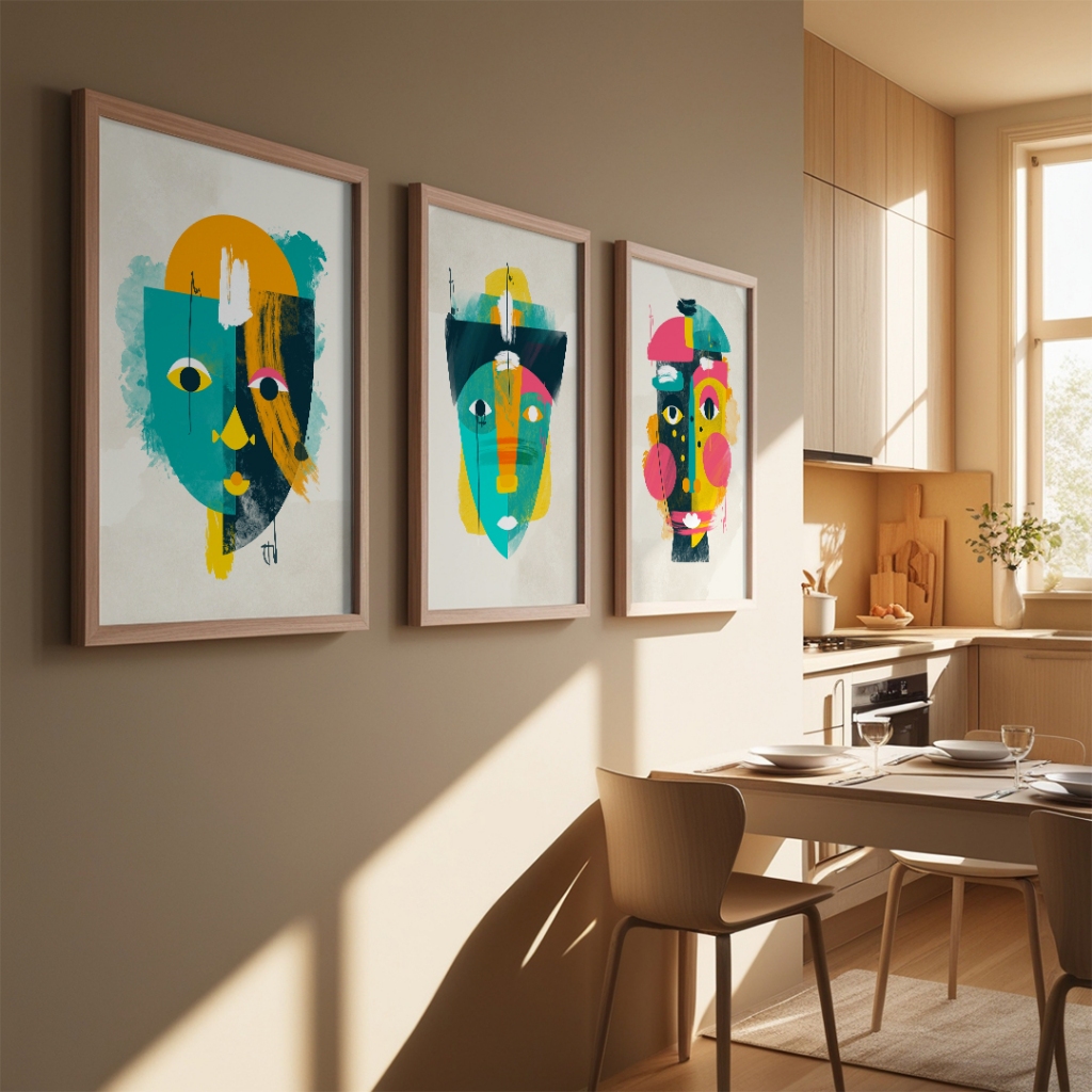 Lukisan Wajah Abstrak Wall Decor Hiasan Dinding Kamar Rumah DapurMinimalis Modern Scandinavian