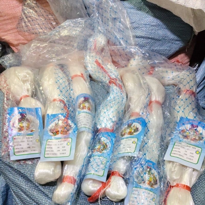 jaring ikan senar 0,12 lubang 1¼" - 4" panjang 100 yds jaring aja