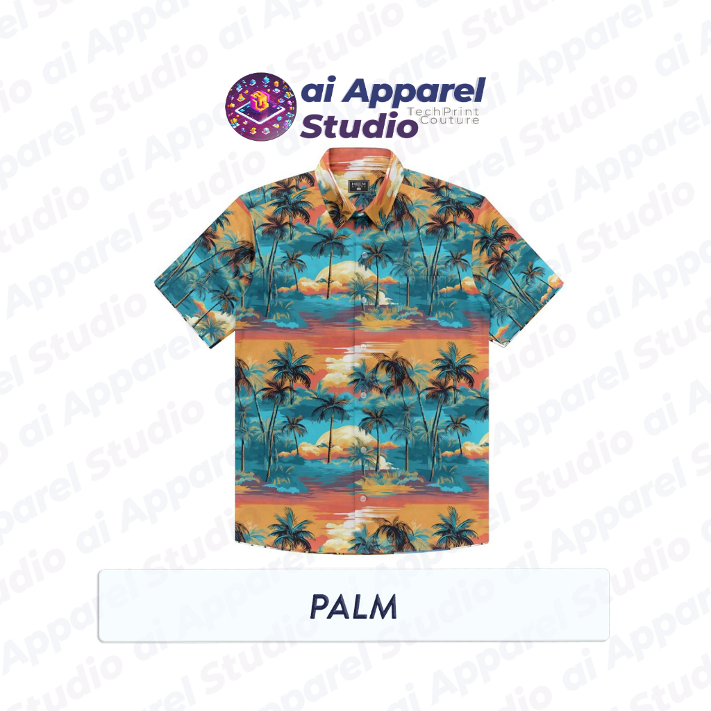 Kemeja Dewasa Lengan Pendek Premium - Ai Apparel Studio x NRDN - Palm