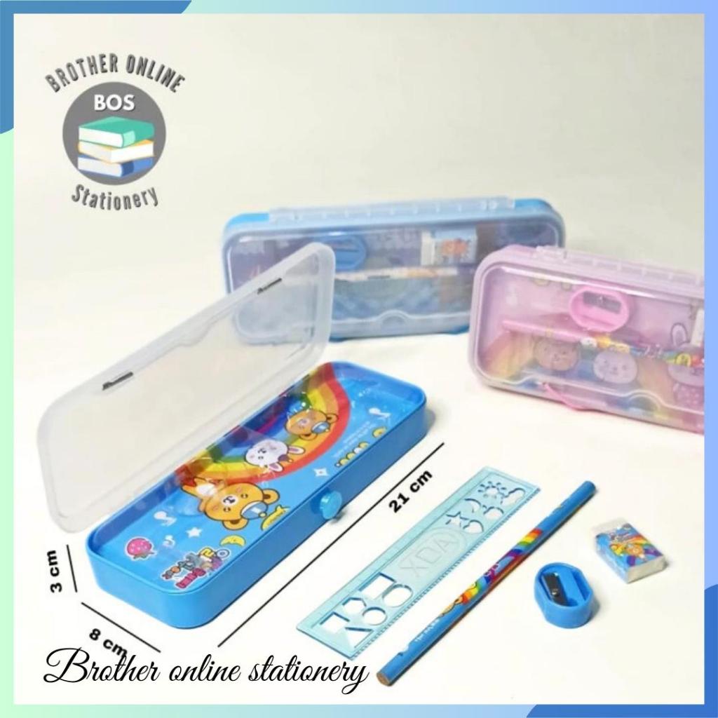 

BOS Pencil Case Set/Kotak Pensil Paket/Pencil Box Kancing/Fancy Set