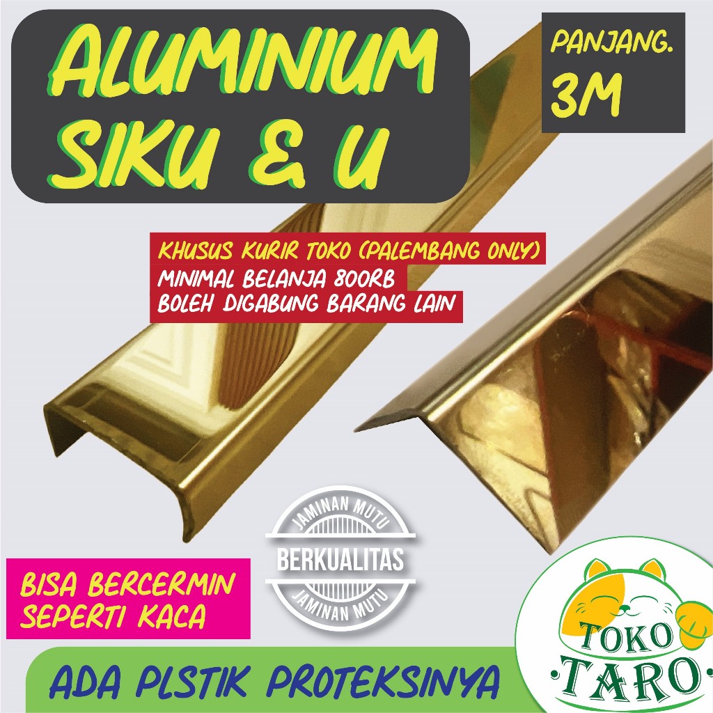 (PALEMBANG ONLY) FRAME Aluminium Siku L U MIRROR Gold Silver LIS EDGING
