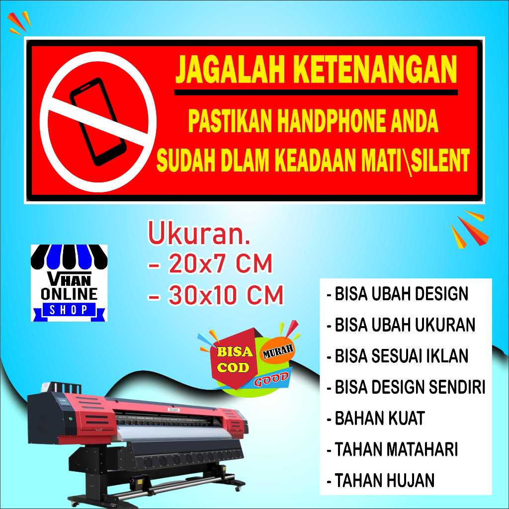 

Cetak Sticker Tulisan Jagalah Ketenangan Bahan Kuat Merah