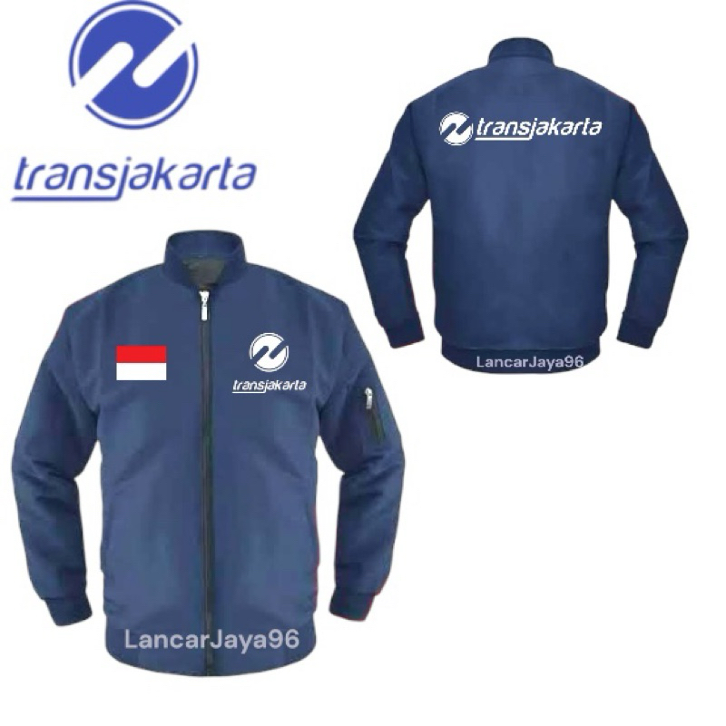 Jaket Bomber Parasut BORDIR Jakarta Kota Kolaborasi / Jaket transJakarta Kolaborasi Size S-XXXL