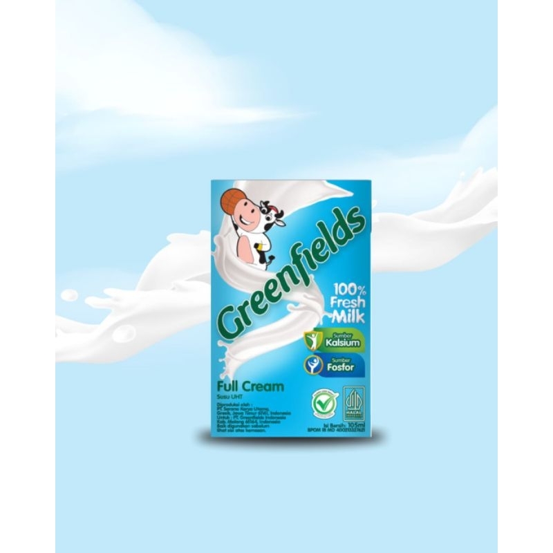 

GREENFIELDS susu UHT full cream ukuran 105 ML isi 40pcs ( 1 dus )