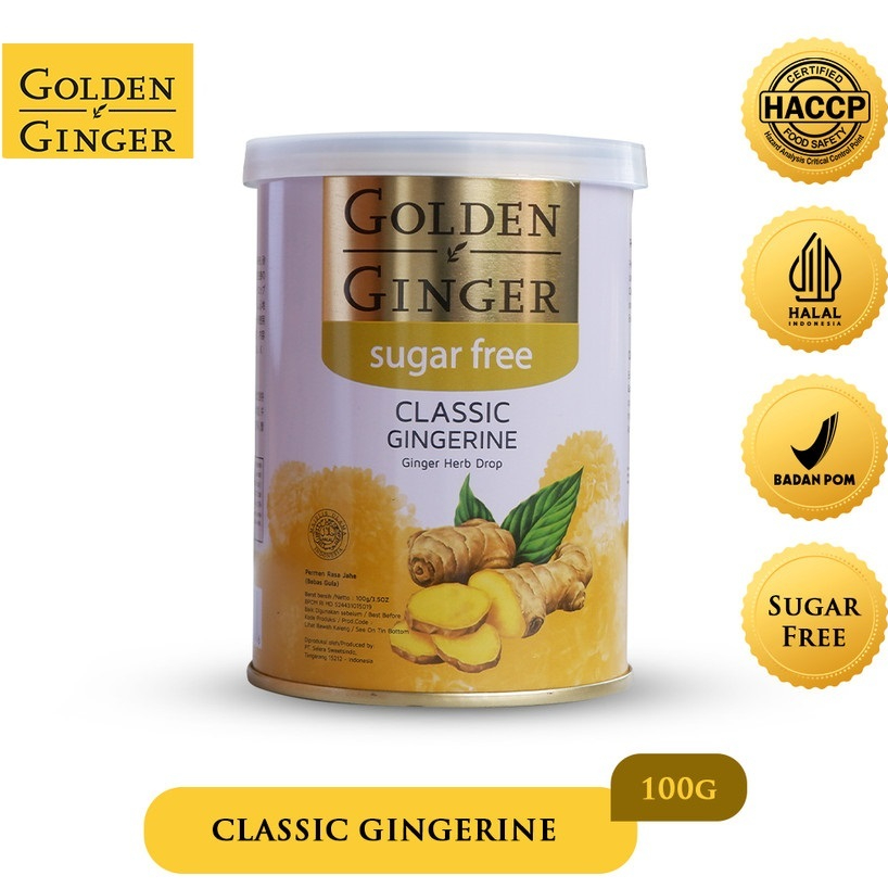 

PERMEN GOLDEN GINGER SUGAR FREE CLASSIC GINGERINE 100 GR / GOLDEN GINGER CLASSIC 100 GR