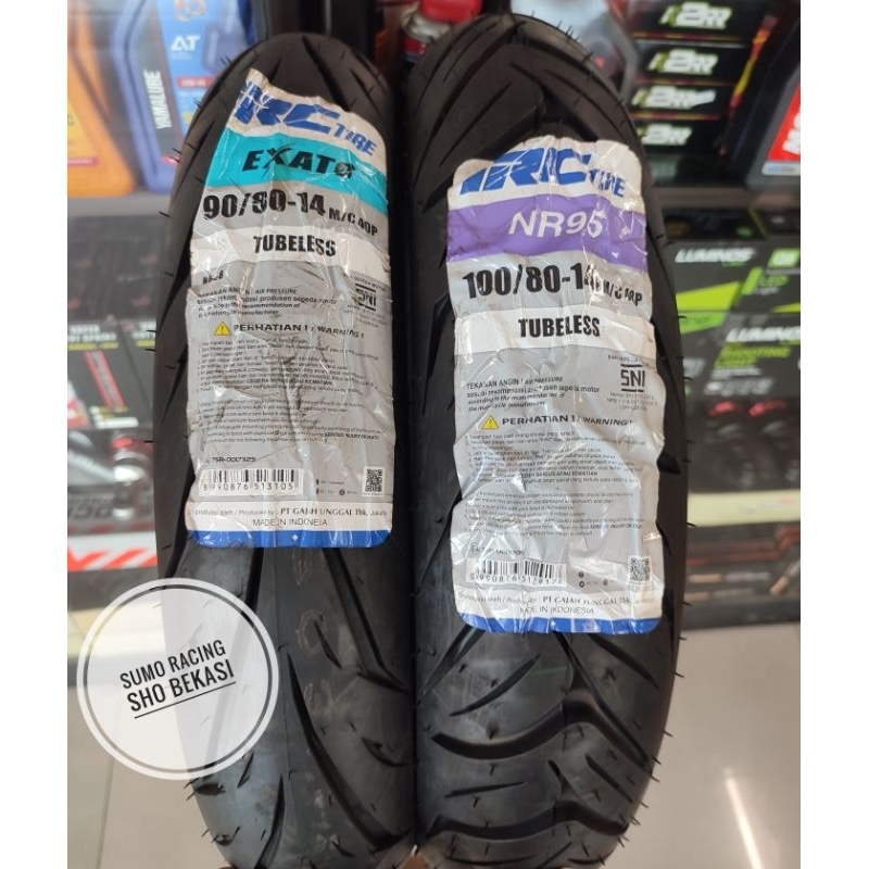 BAN LUAR IRC DEPAN DAN BELAKANG 90/80 100/80 RING 14 TUBELESS