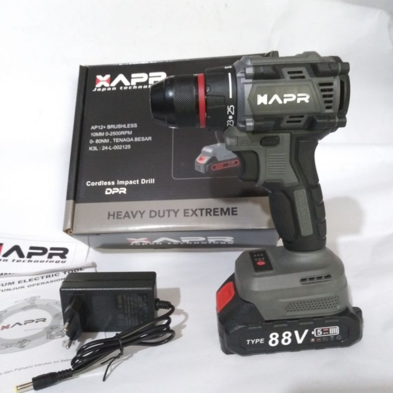 Mesin Bor Cordless batrai APR brushless ap12+ batrai LXT