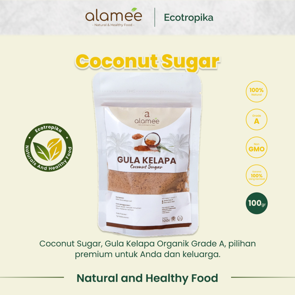 

Gula Kelapa Organik Coconut Sugar Premium Asli Bubuk Powder Natural Pure Organic Premium 100 gr