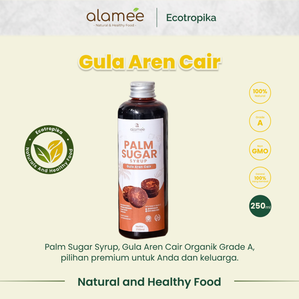 

Gula Aren Cair Syrup Palm Sugar Organic Liquid Organik Pure Murni Barista Brown Sirup Natural 250 Ml