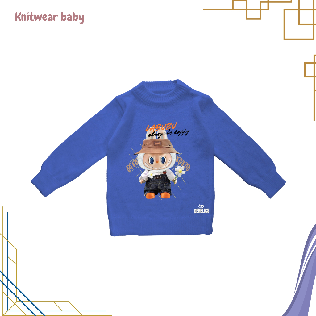 Sweater Rajut Anak Cowok  Dan Cewek Gambar Labbu Usia 3 7 8 9 10 12 tahun