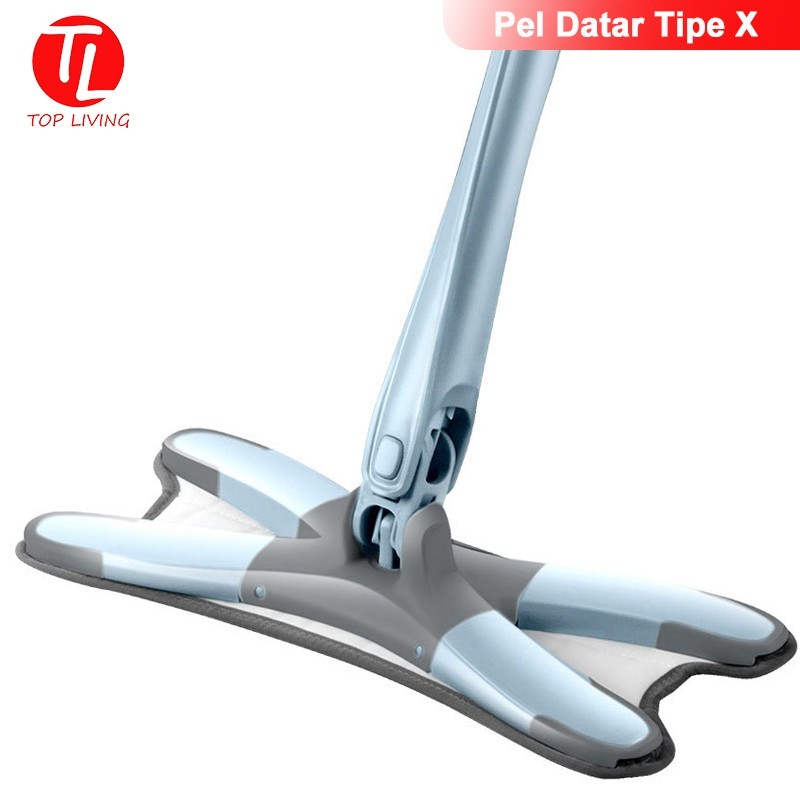 Top Living Flat Mop X Pel Lantai Peras Otomatis Rotary Bionics Technology