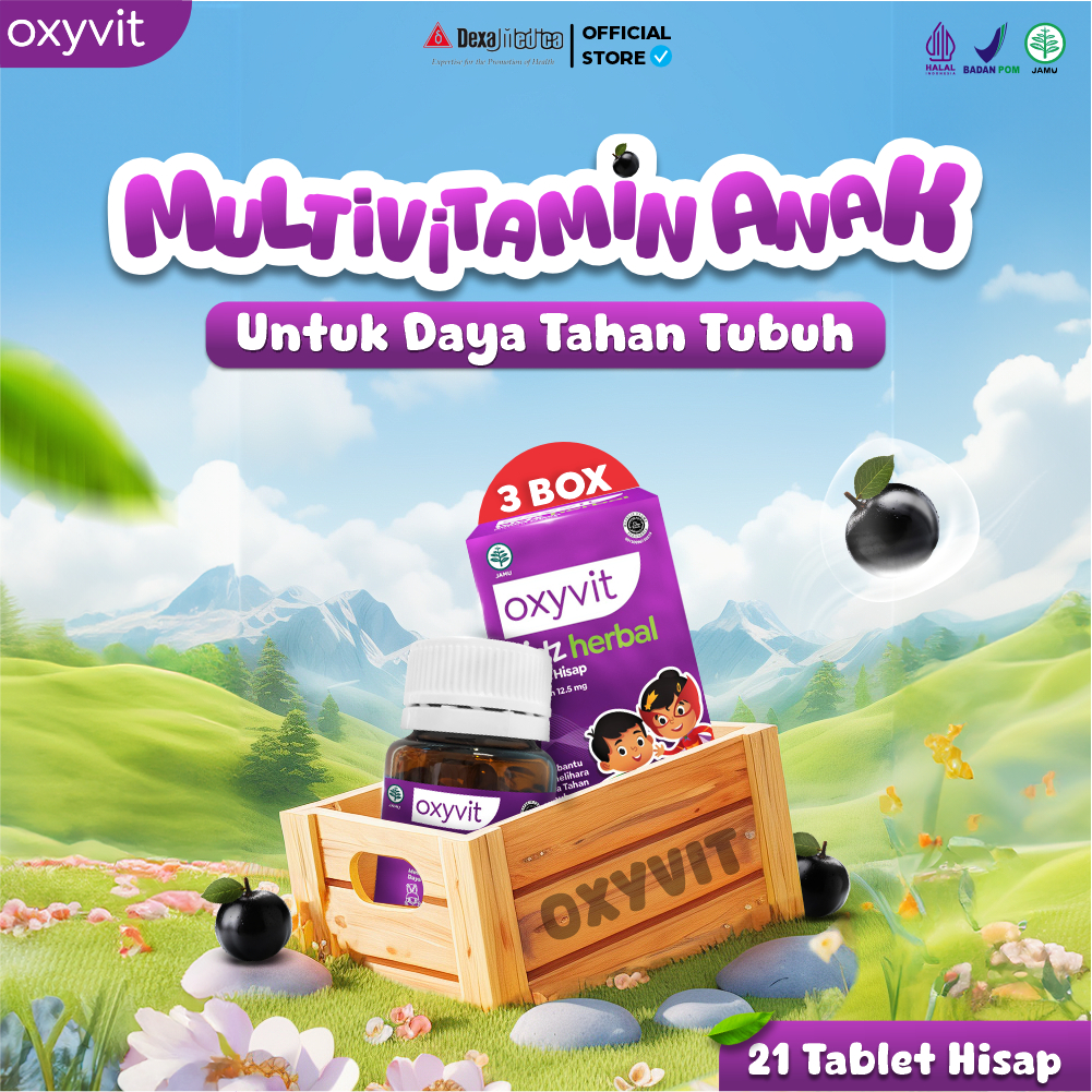 

3 Box Oxyvit Kidz Herbal Hisap - Bantu Menjaga Daya Tahan Tubuh Anak - Rasa Blackcurrant