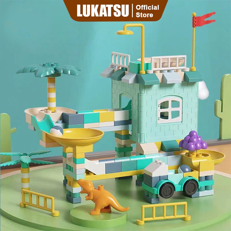 LUKATSU Mainan Blok Bangunan Besar Blok Bangunan Lego Bangunan Kreatif DIY Lacak Mainan Blok Banguna
