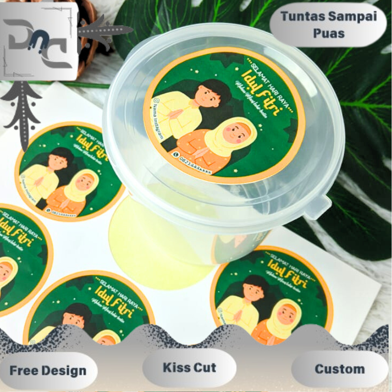 

5-8 Cetak Sticker Label Bulat Idul Fitri Stiker Lebaran Toples Label Kue