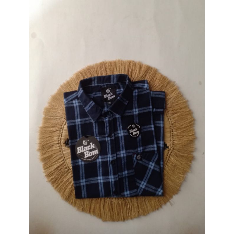 Kemeja Flanel pendek pria cowok ukuran jumbo XXL XXXL