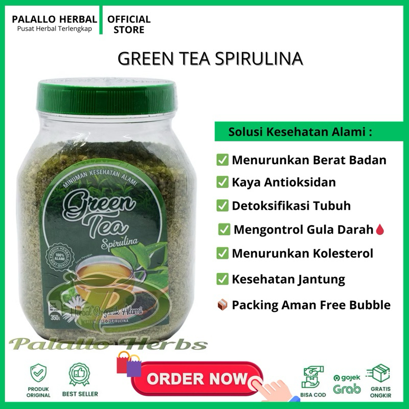 

Minuman Kesehatan Alami GREEN TEA Spirulina Anugerah Kemasan Toples 350 gram