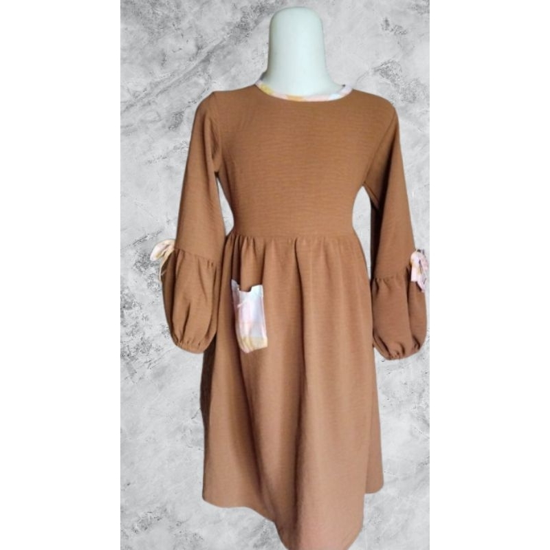 gamis anak cewe model lengan balon usia 7 - 10 harga 100 Ribu 3pcs