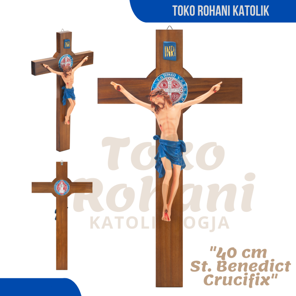 SALIB GANTUNG BENEDIKTUS 40 CM / SALIB KATOLIK / SALIB DINDING BENEDIKTUS / SALIB ST.BENEDICT