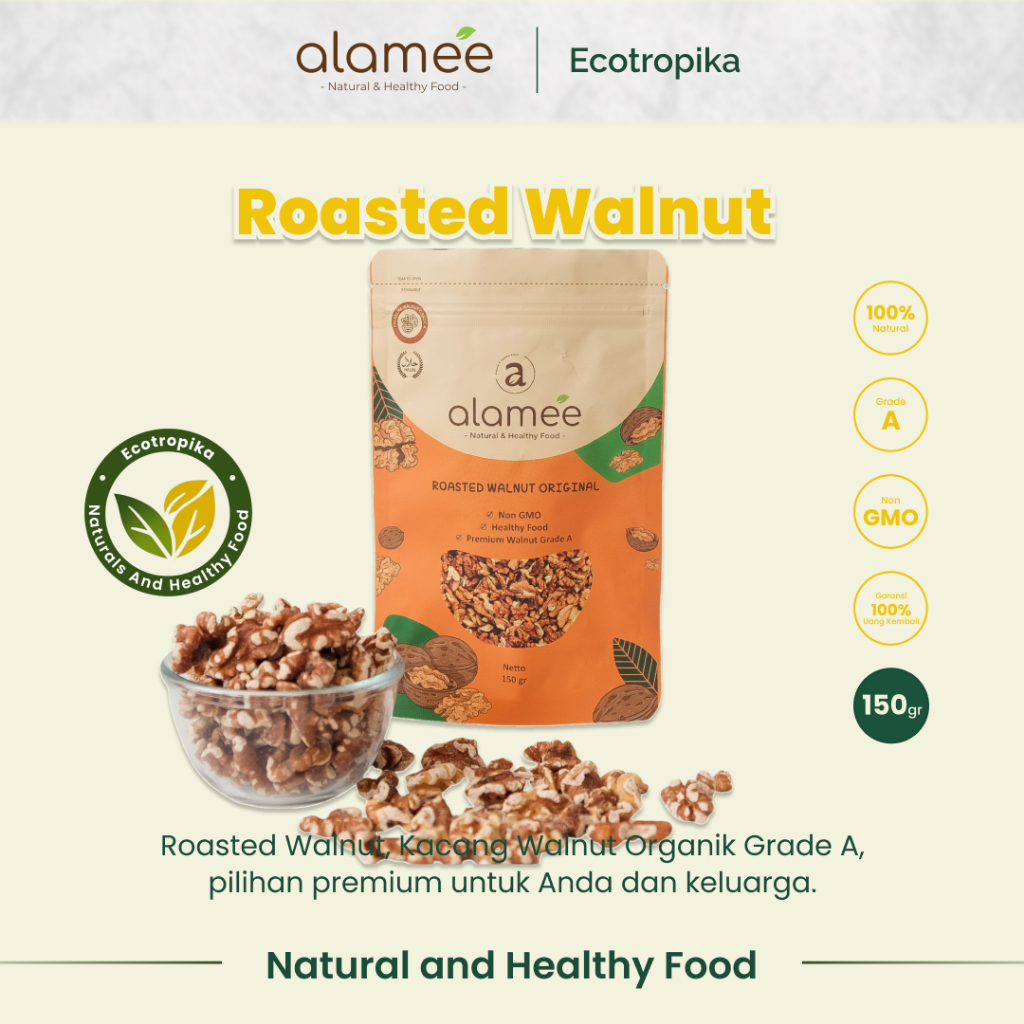 

Roasted Walnut Kacang Otak Panggang Premium Renyah Organik 150 gram Original