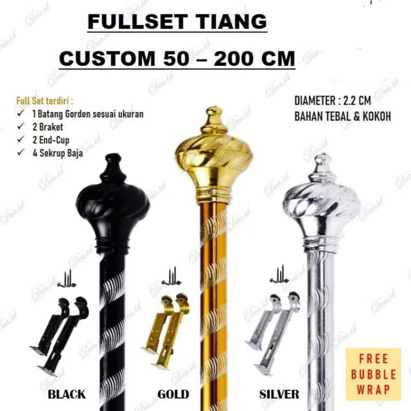 Besi Gorden full set ||Batang Gorden ||Tiang gorden motif uril polos garis