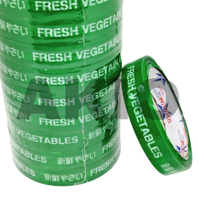 

Isolasi Fresh Fruit Sayur Hidroponik Hijau 18 mm 50 Meter Original Asli SEVENSTAR Lakban Food Vegetable Buah Salad