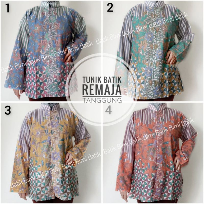 Baju atasan batik remaja blus tunik panjang usia SMP SMA