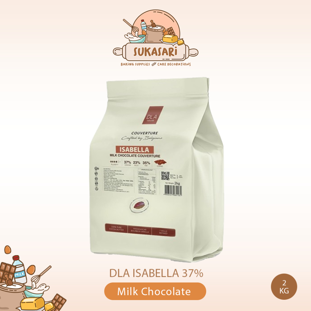 

DLA ISABELLA 2KG Chocolate Milk 37% Couverture Coin issabella Cokelat Susu Baking