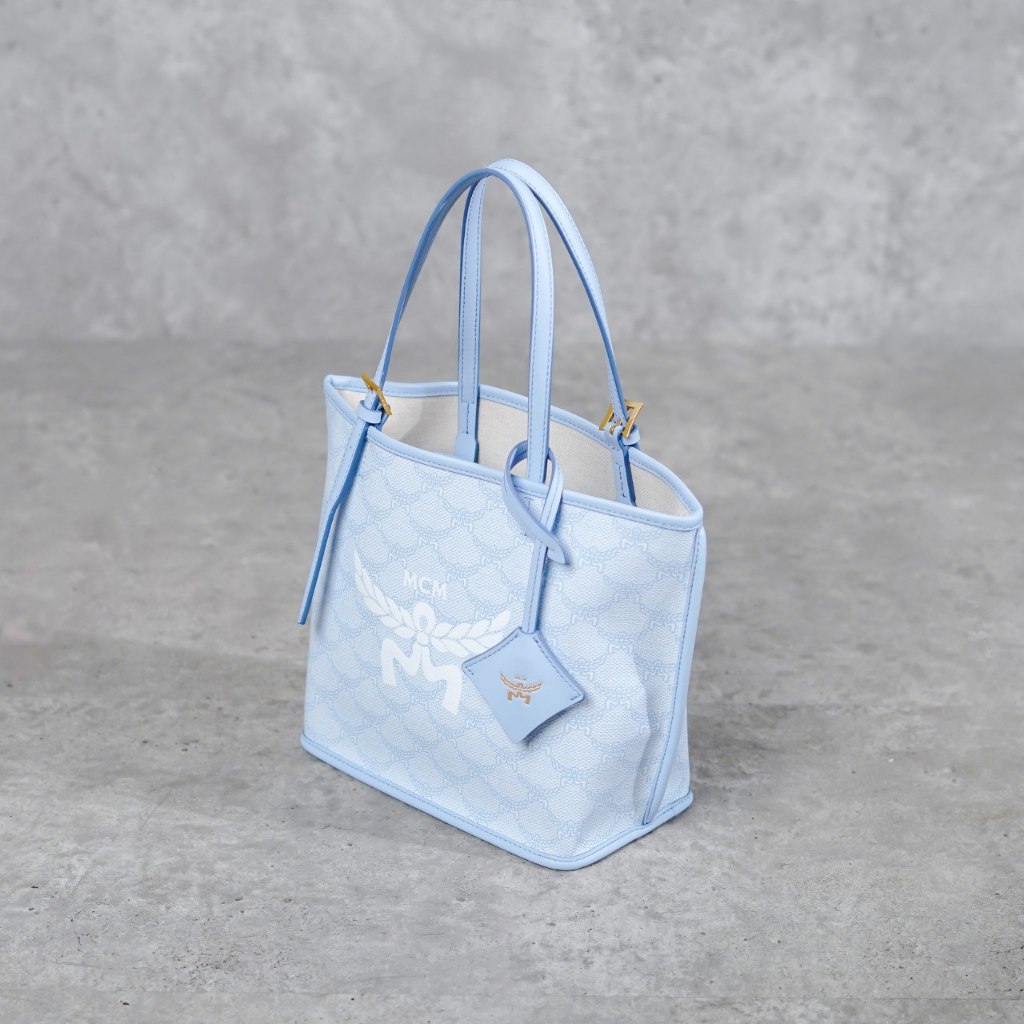Tas MCM MONOGRAM BLUE SKY MINI TOTE BAG 100% ORIGINAL