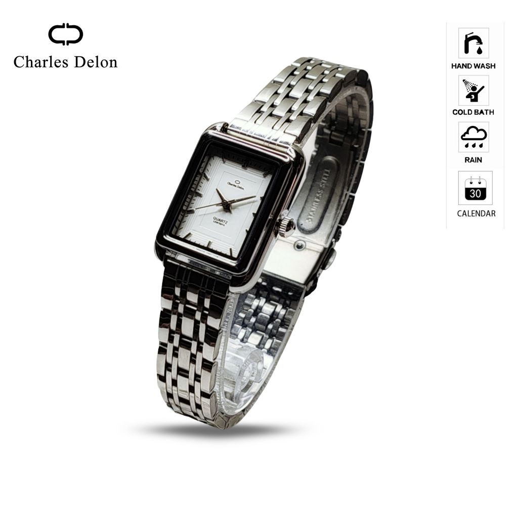Charles Delon Jam Tangan Wanita Watch Rantai Anti Air Box Original CDW 7601