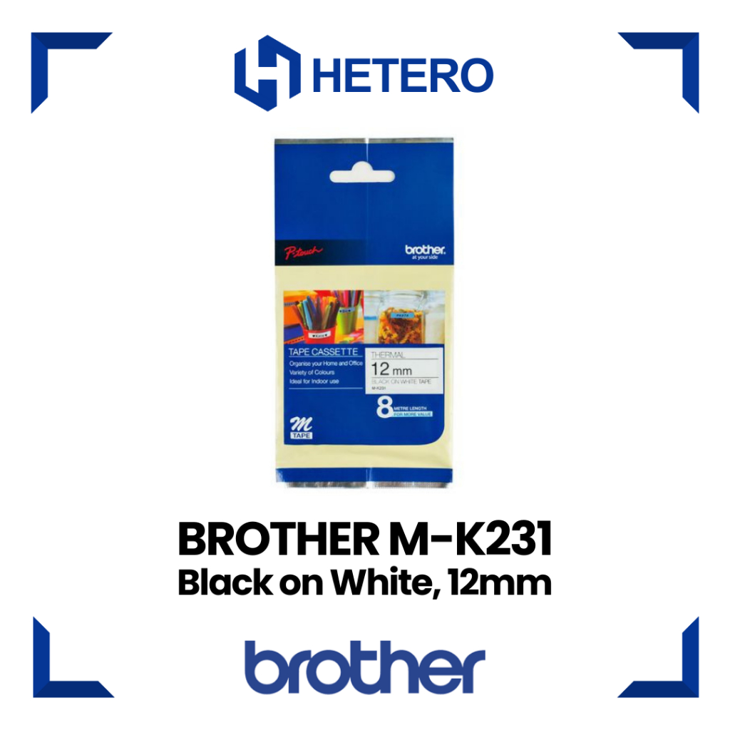 

BROTHER Color Tape M-K231 Non Laminated Tape ( Only for PT-M95 ) Black on White