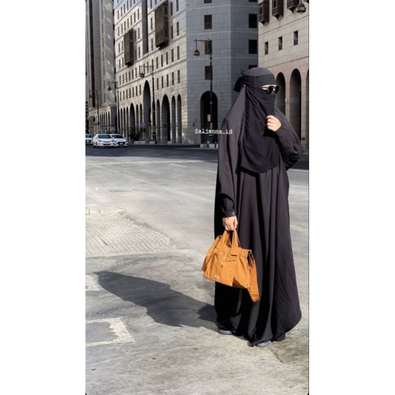 Preloved FK Long Set Aljenna Black Mazeen anti UV