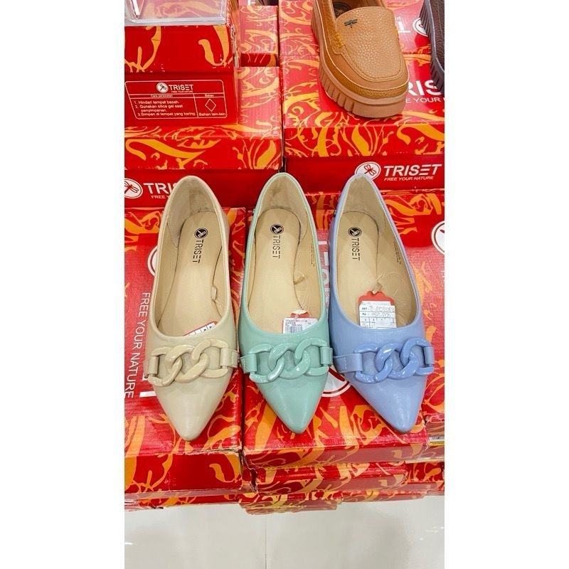 Triset sepatu slop wanita motif rantai depan anti slip