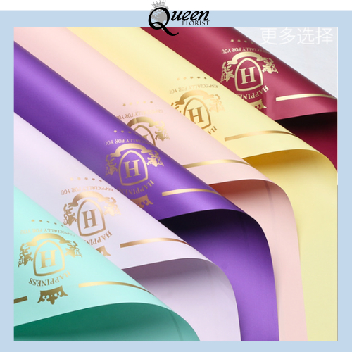 

20 LEMBAR Kertas Buket Crown List Gold Bunga Cellophane Flower Wrapping Paper Solid 6117