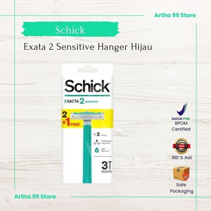 Schick Intuition Exata 2 Sensitive Hanger Hijau || Pencukur Pria Strip Pelumas Aloevera