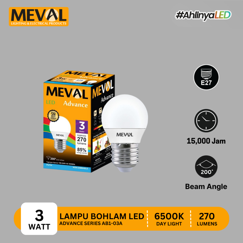 MEVAL Lampu Bohlam LED Bulb Advance 3 Watt