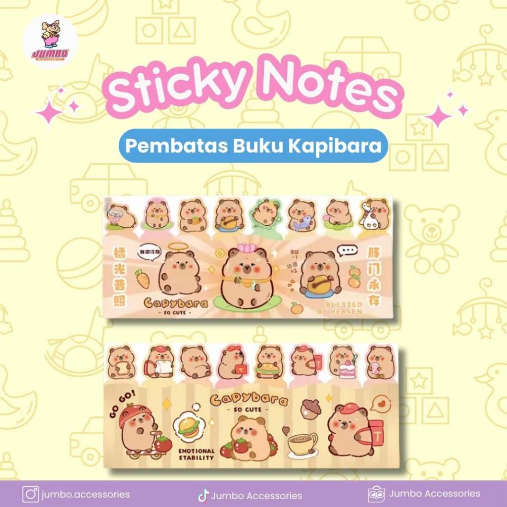 

Capybara Sticky Notes Pembatas Buku Jumbo Accessories