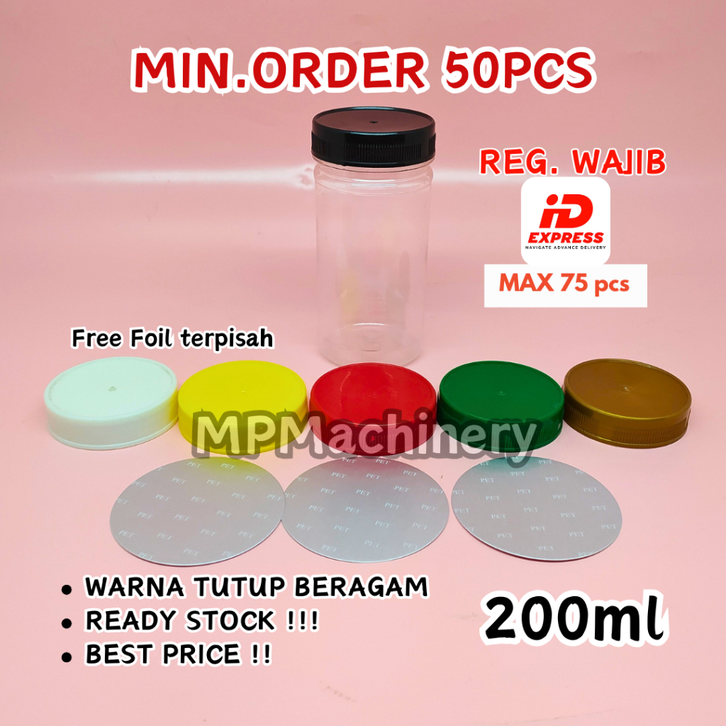 Botol Sambal 175ml 200ml Toples Sambel Bumbu Plastik PET SLIM