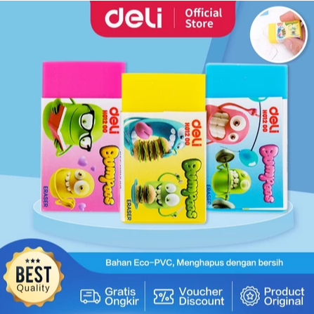 

Deli Penghapus Pensil Bahan Eco PVC Warna Cerah kualitas baik EH01200