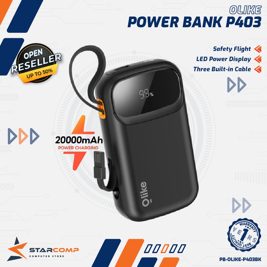 OLIKE P403 POWERBANK 20000MAH WITH CABLE USB+C+L